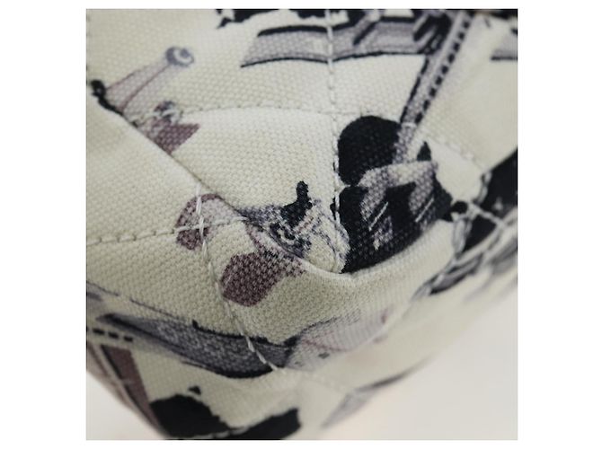 Borsa a tracolla CHANEL Matelasse 25 Airline Canvas Bianco Argento CC Auth 195237SAM - vista 12
