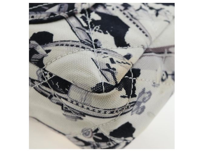 Borsa a tracolla CHANEL Matelasse 25 Airline Canvas Bianco Argento CC Auth 195237SAM - vista 13