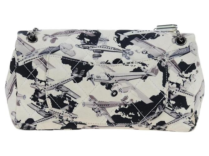 Borsa a tracolla CHANEL Matelasse 25 Airline Canvas Bianco Argento CC Auth 195237SAM - vista 3