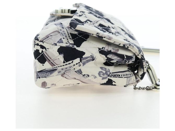 Borsa a tracolla CHANEL Matelasse 25 Airline Canvas Bianco Argento CC Auth 195237SAM - vista 5