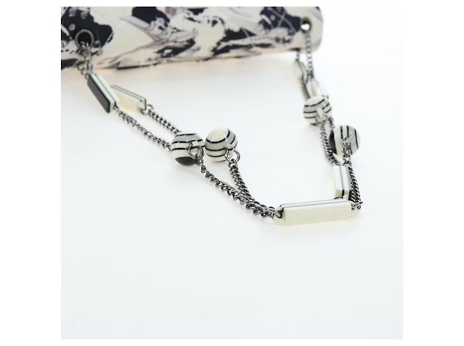 Borsa a tracolla CHANEL Matelasse 25 Airline Canvas Bianco Argento CC Auth 195237SAM - vista 7