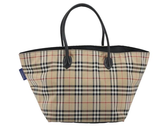 Burberrys Nova Check Blue Label Tote Bag aus beige Canvas, authentisch kk702 - Ansicht 3
