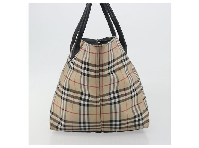 Burberrys Nova Check Blue Label Tote Bag aus beige Canvas, authentisch kk702 - Ansicht 5