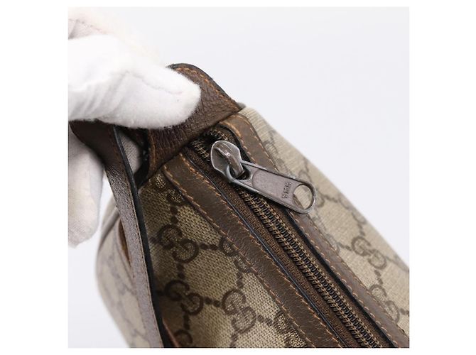 Borsa GUCCI GG Supreme Web Sherry Line PVC Beige Gold 89 02 032 Auth 198257 D'oro - vista 14