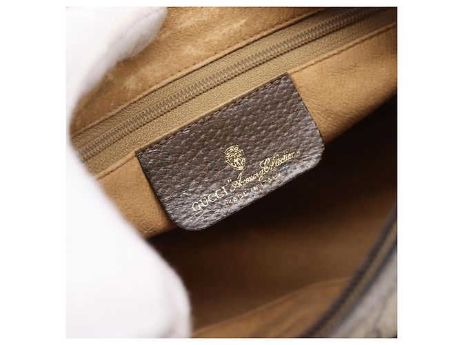 Borsa GUCCI GG Supreme Web Sherry Line PVC Beige Gold 89 02 032 Auth 198257 D'oro - vista 15