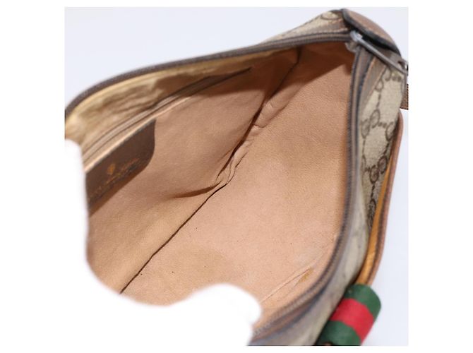 Borsa GUCCI GG Supreme Web Sherry Line PVC Beige Gold 89 02 032 Auth 198257 D'oro - vista 17