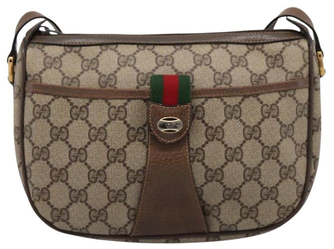 Borsa GUCCI GG Supreme Web Sherry Line PVC Beige Gold 89 02 032 Auth 198257 D'oro - vista 2