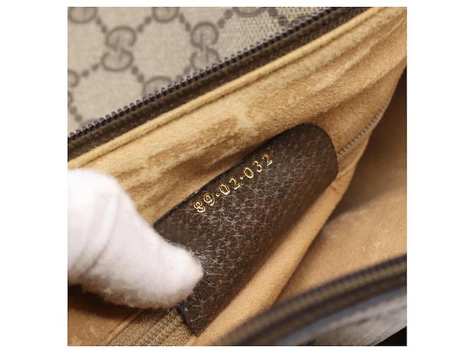 Borsa GUCCI GG Supreme Web Sherry Line PVC Beige Gold 89 02 032 Auth 198257 D'oro - vista 23