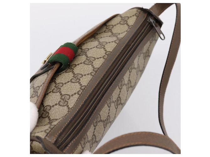 Borsa GUCCI GG Supreme Web Sherry Line PVC Beige Gold 89 02 032 Auth 198257 D'oro - vista 6