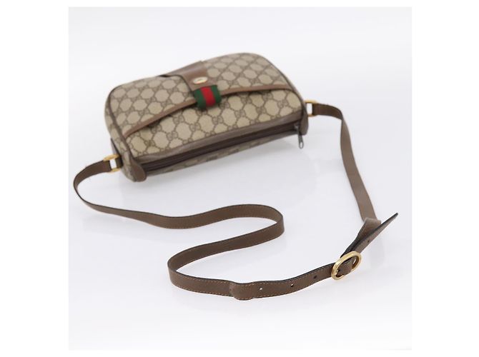 Borsa GUCCI GG Supreme Web Sherry Line PVC Beige Gold 89 02 032 Auth 198257 D'oro - vista 7