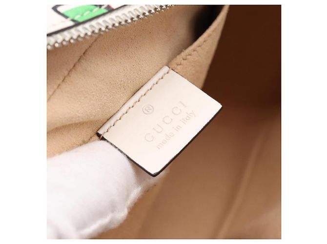 Borsa a tracolla GUCCI GG Marmont Apple in pelle Bianco Argento 447632 Auth ka5779M - vista 16