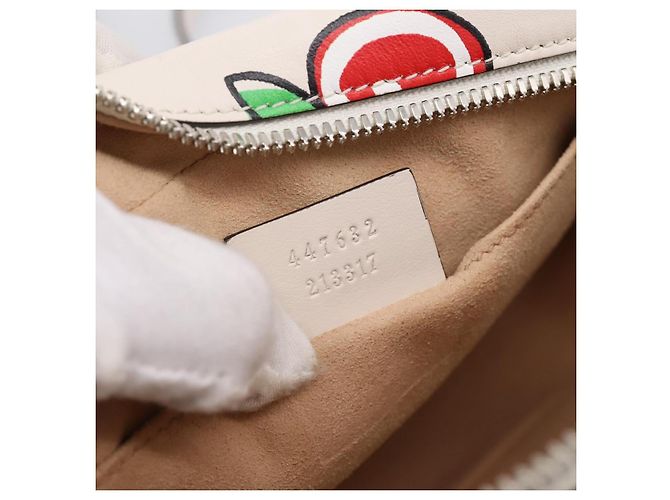 Borsa a tracolla GUCCI GG Marmont Apple in pelle Bianco Argento 447632 Auth ka5779M - vista 21