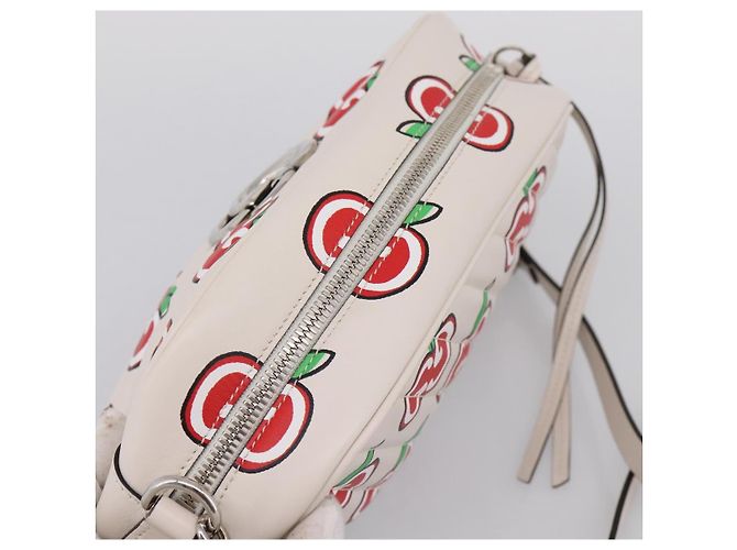 Borsa a tracolla GUCCI GG Marmont Apple in pelle Bianco Argento 447632 Auth ka5779M - vista 6