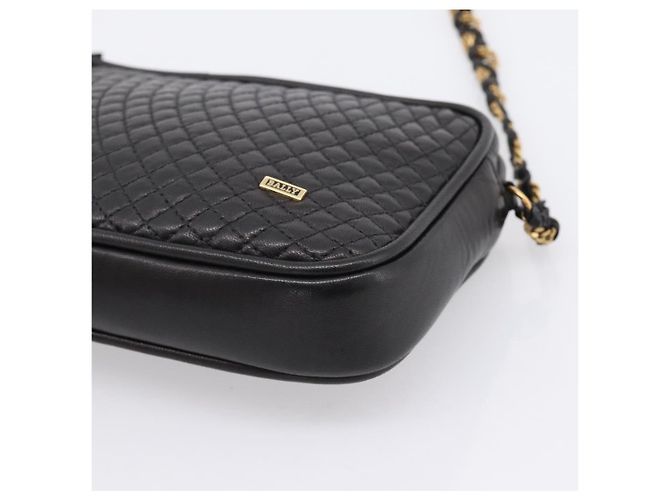 Borsa a tracolla con catena BALLY in pelle nera e oro Auth am8614A Nero - vista 10