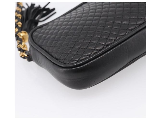 Borsa a tracolla con catena BALLY in pelle nera e oro Auth am8614A Nero - vista 11