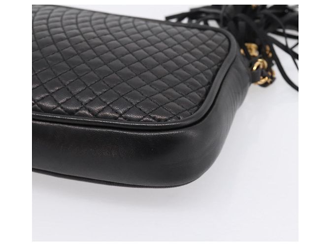 Borsa a tracolla con catena BALLY in pelle nera e oro Auth am8614A Nero - vista 12