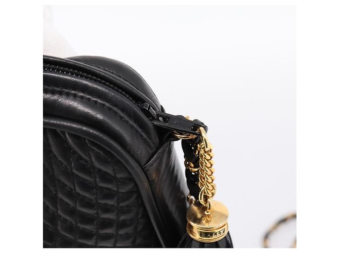 Borsa a tracolla con catena BALLY in pelle nera e oro Auth am8614A Nero - vista 14
