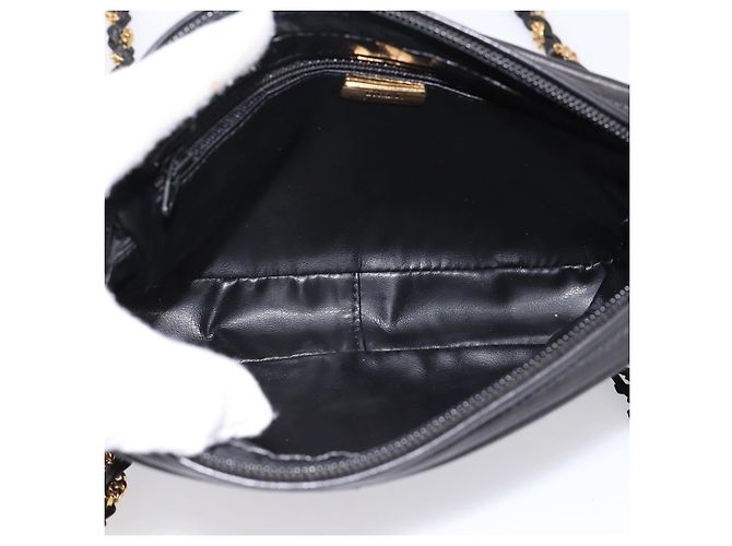 Borsa a tracolla con catena BALLY in pelle nera e oro Auth am8614A Nero - vista 18