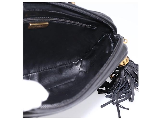 Borsa a tracolla con catena BALLY in pelle nera e oro Auth am8614A Nero - vista 19