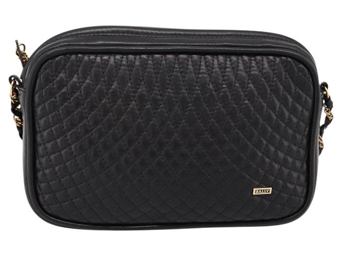 Borsa a tracolla con catena BALLY in pelle nera e oro Auth am8614A Nero - vista 2