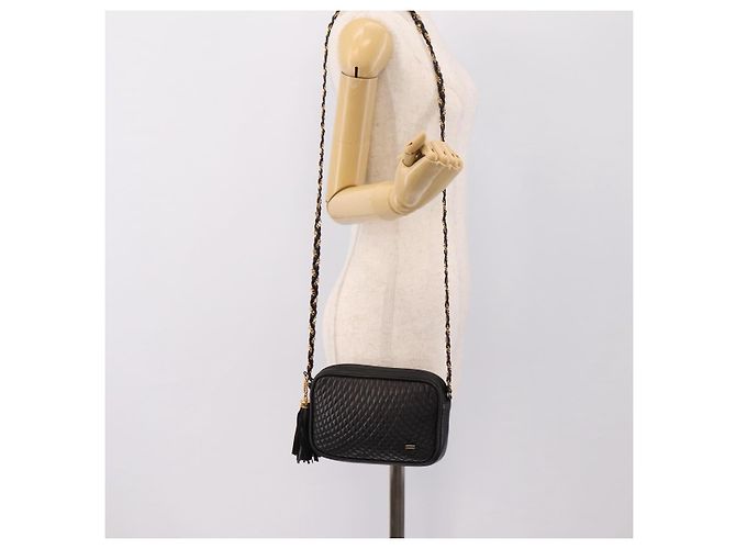 Borsa a tracolla con catena BALLY in pelle nera e oro Auth am8614A Nero - vista 23