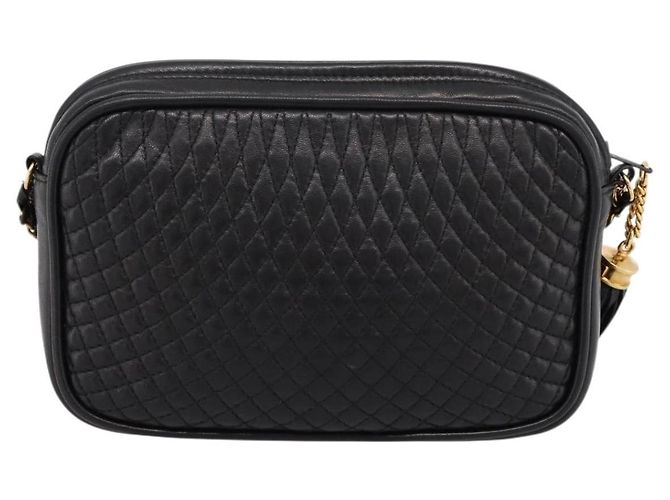 Borsa a tracolla con catena BALLY in pelle nera e oro Auth am8614A Nero - vista 3