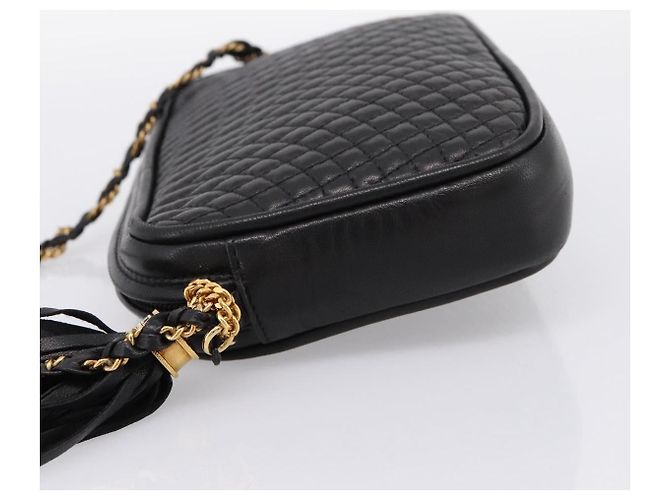 Borsa a tracolla con catena BALLY in pelle nera e oro Auth am8614A Nero - vista 4