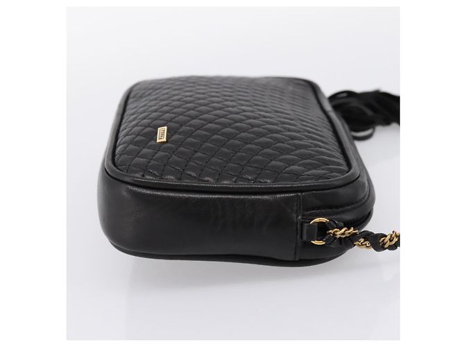 Borsa a tracolla con catena BALLY in pelle nera e oro Auth am8614A Nero - vista 5