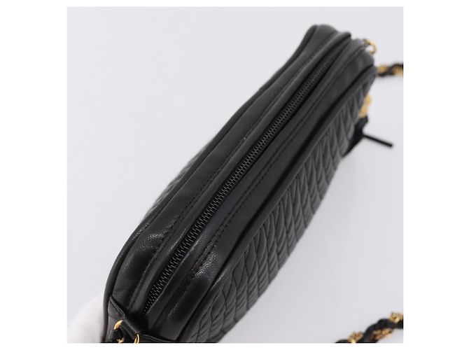 Borsa a tracolla con catena BALLY in pelle nera e oro Auth am8614A Nero - vista 6