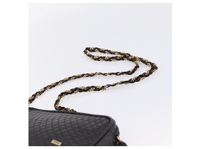 Borsa a tracolla con catena BALLY in pelle nera e oro Auth am8614A Nero - vista 8