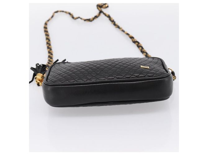 Borsa a tracolla con catena BALLY in pelle nera e oro Auth am8614A Nero - vista 9