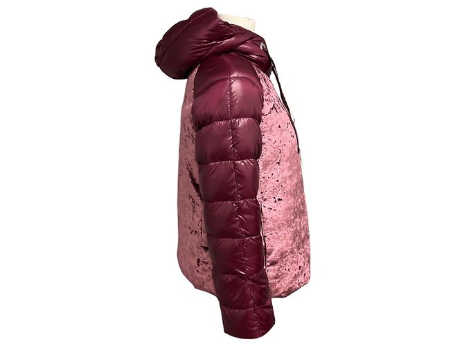 Casaco Puffer acolchoado Herno Resort em nylon borgonha e veludo cotelê Bordeaux - vista 2