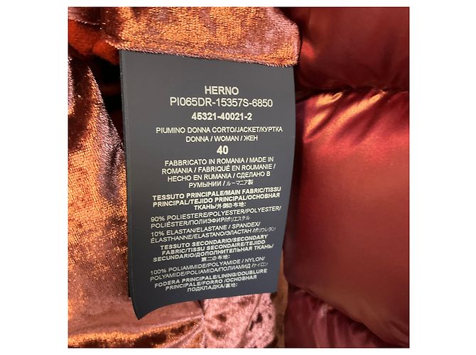 Casaco Puffer acolchoado Herno Resort em nylon borgonha e veludo cotelê Bordeaux - vista 5