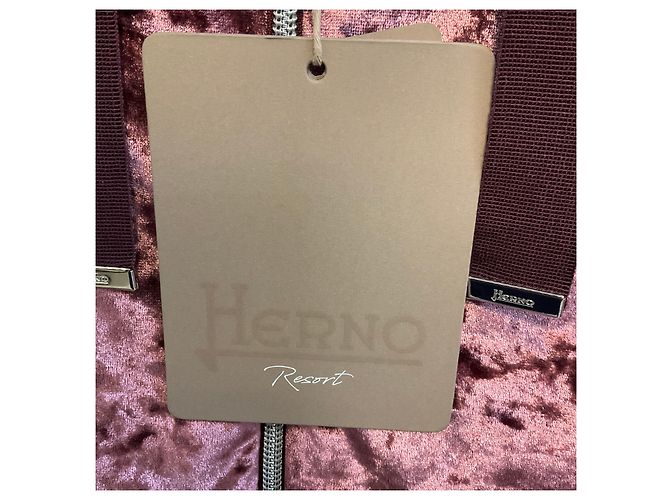 Casaco Puffer acolchoado Herno Resort em nylon borgonha e veludo cotelê Bordeaux - vista 6