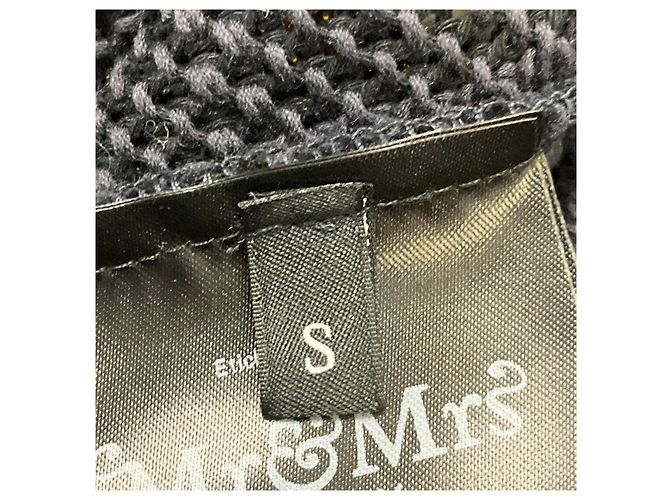 Mr & Mrs Italy blauer Mesh-Strickpullover mit Kapuze, Reißverschluss und Pelzbesatz - Ansicht 5