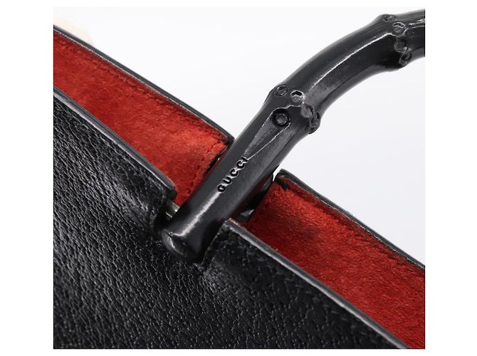 Borsa a mano GUCCI Bamboo in pelle nera e oro 002 1060 Auth ka5801 Nero D'oro - vista 14