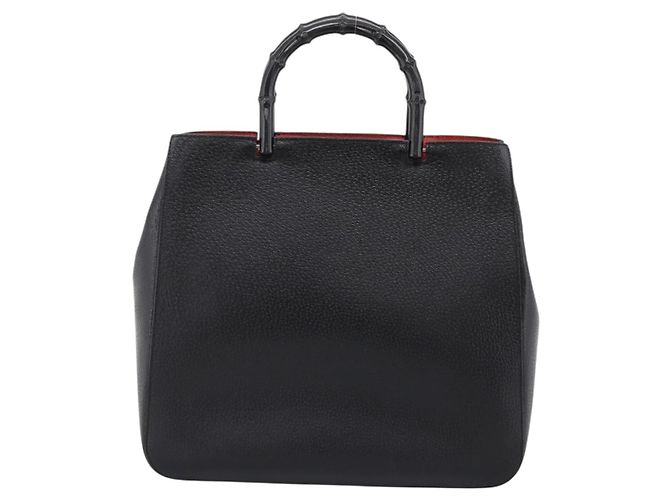 Borsa a mano GUCCI Bamboo in pelle nera e oro 002 1060 Auth ka5801 Nero D'oro - vista 3