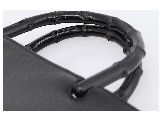 Borsa a mano GUCCI Bamboo in pelle nera e oro 002 1060 Auth ka5801 Nero D'oro - vista 8
