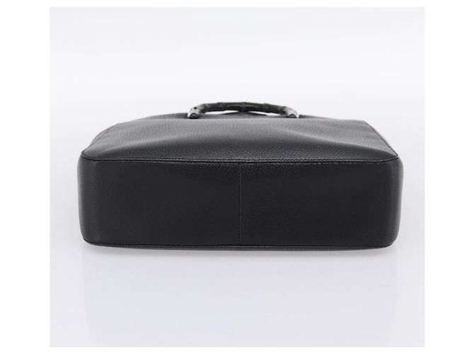 Borsa a mano GUCCI Bamboo in pelle nera e oro 002 1060 Auth ka5801 Nero D'oro - vista 9