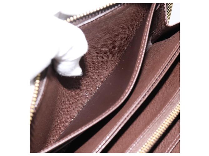 LOUIS VUITTON Damier Ebene Zippy Wallet Cartera Larga N41661 LV Auth 196670 - vista 23