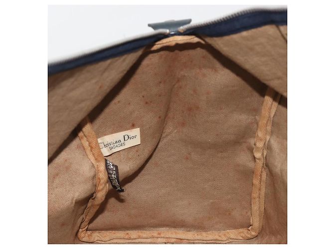 Borsa Boston Christian Dior Trotter Canvas Navy Silver Auth 195678 Argento Blu navy - vista 17