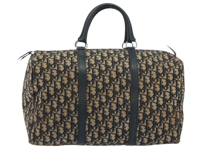 Borsa Boston Christian Dior Trotter Canvas Navy Silver Auth 195678 Argento Blu navy - vista 2