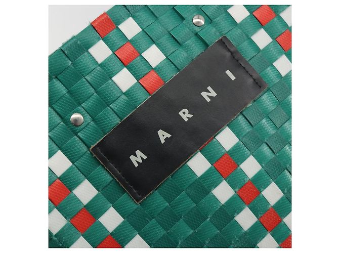 Borsa Cesto MARNI Vinyl Green Silver Auth 196678A Argento Verde - vista 11