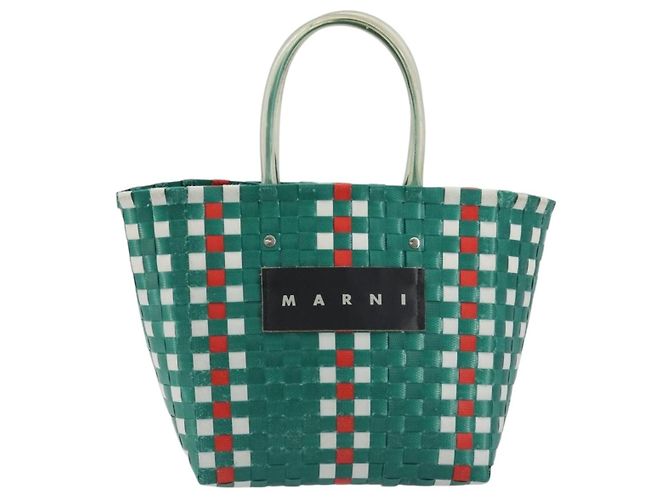 Borsa Cesto MARNI Vinyl Green Silver Auth 196678A Argento Verde - vista 13