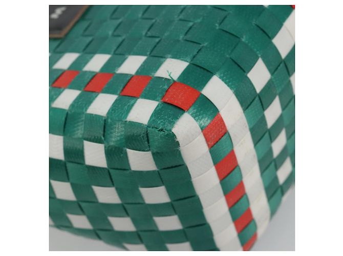 Borsa Cesto MARNI Vinyl Green Silver Auth 196678A Argento Verde - vista 14