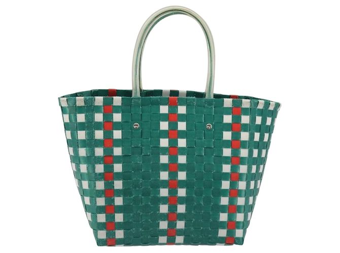 Borsa Cesto MARNI Vinyl Green Silver Auth 196678A Argento Verde - vista 2