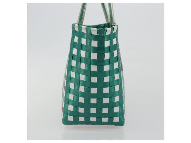 Borsa Cesto MARNI Vinyl Green Silver Auth 196678A Argento Verde - vista 4