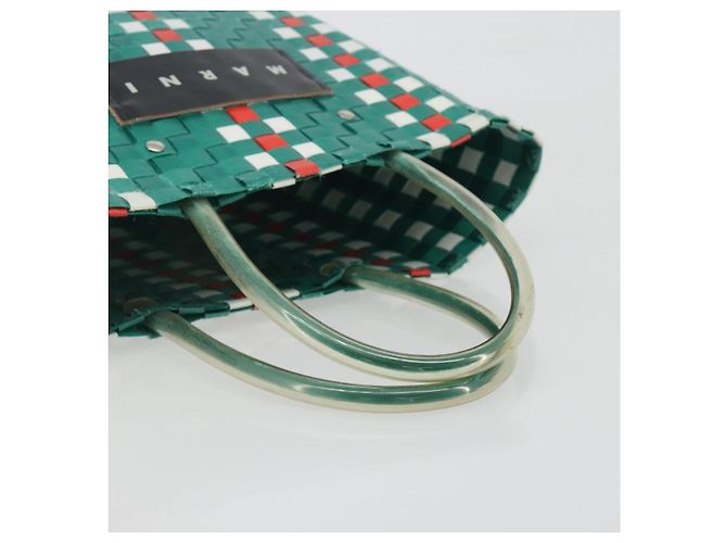 Borsa Cesto MARNI Vinyl Green Silver Auth 196678A Argento Verde - vista 7