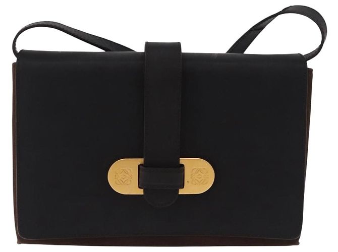 Borsa a tracolla LOEWE Suede Dark Brown Gold Tone Auth 196425A Marrone scuro - vista 13
