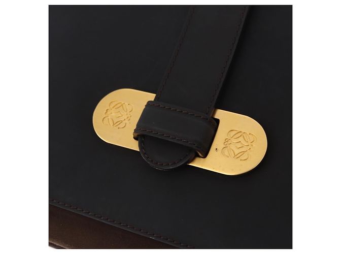 Borsa a tracolla LOEWE Suede Dark Brown Gold Tone Auth 196425A Marrone scuro - vista 17